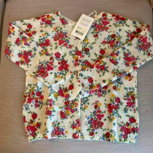 NWT Sezane Juno Cardigan XXS/XS Sweater Reversible Floral Ivory Jardin Secret - Picture 6 of 13